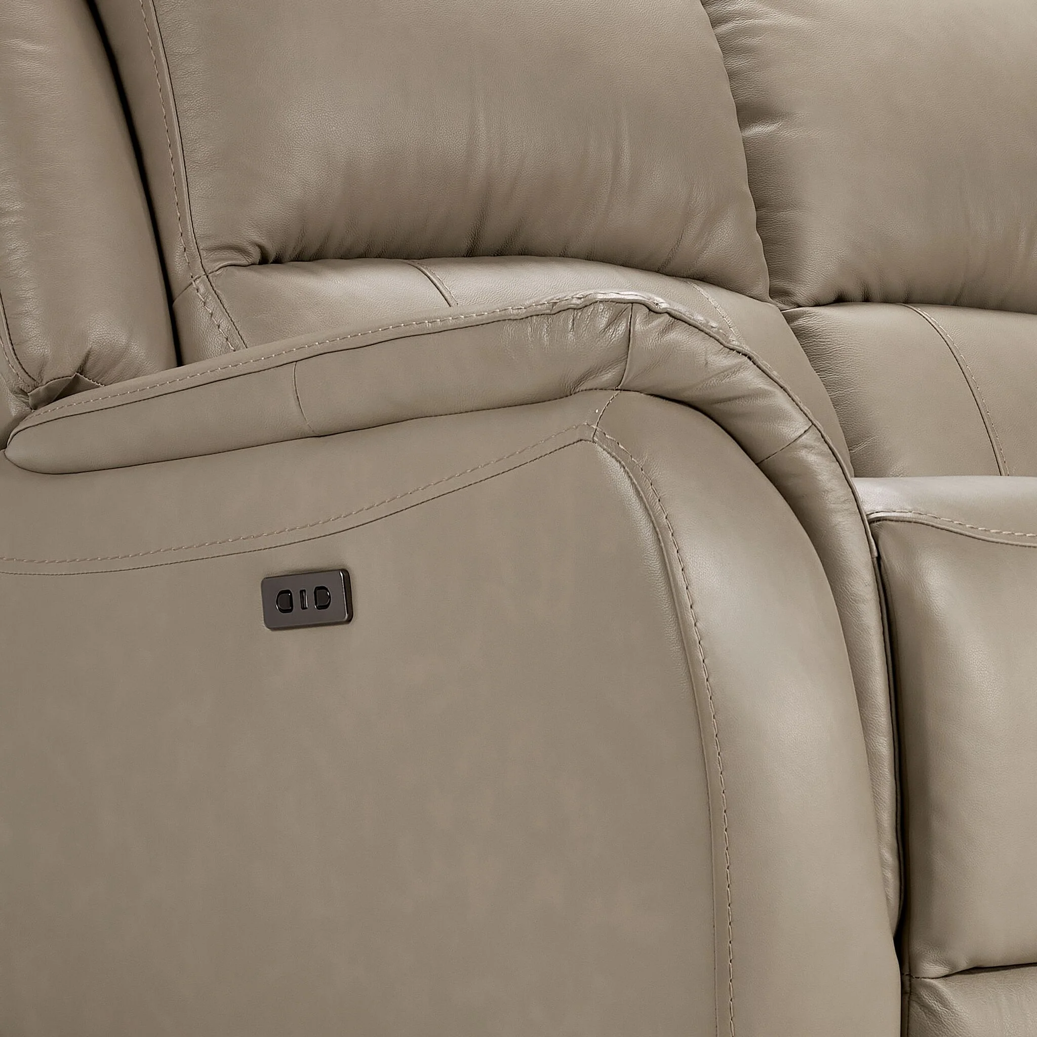 Maxton Leather Power Reclining Loveseat - Taupe - Image 5