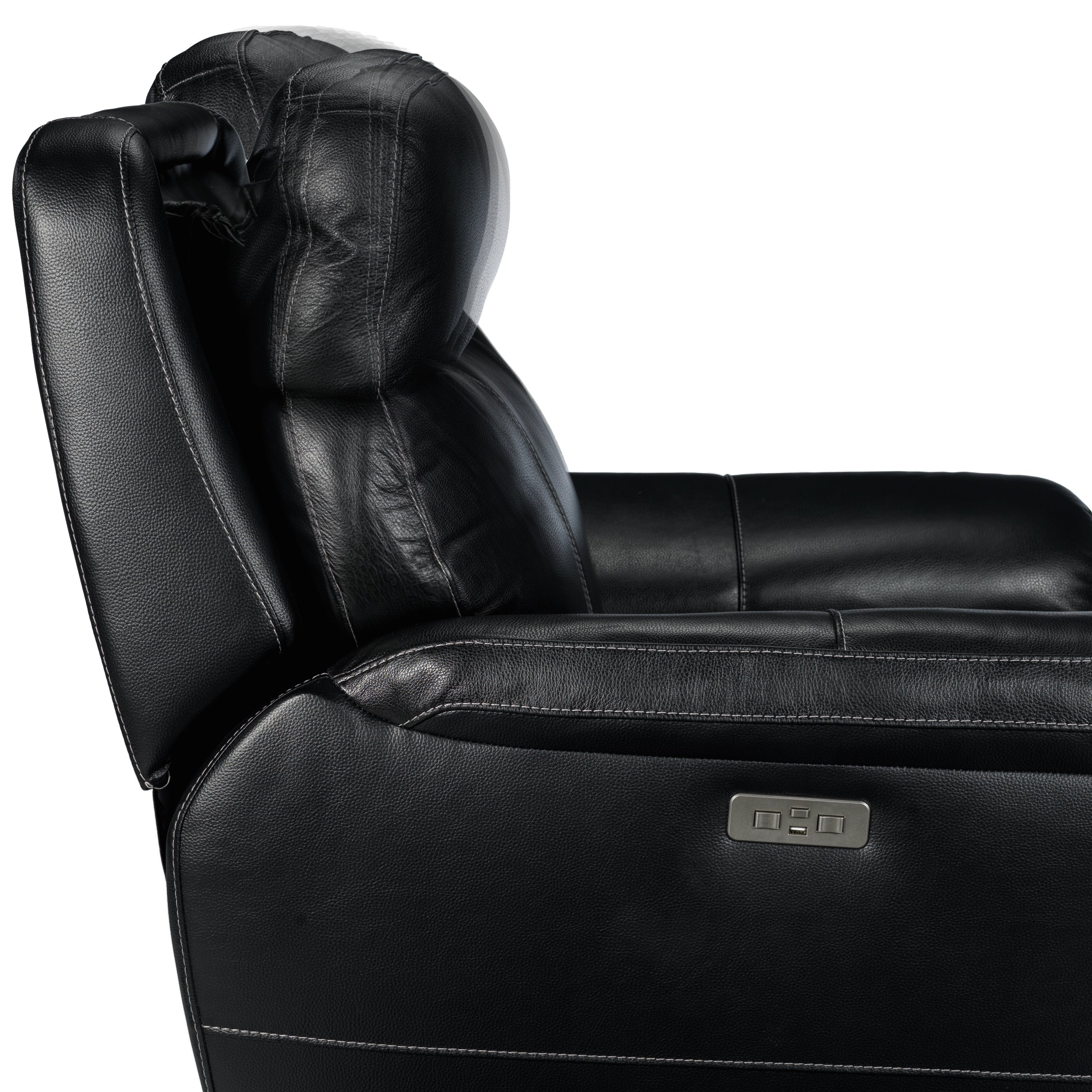 Stallion Leather Dual Power Reclining Loveseat - Midnight Black - Image 5